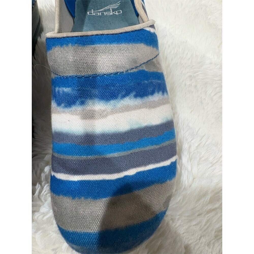Dansko Women's Slip-On Clogs Blue Gray Striped Green Outsole EU 37 - Picture 2 of 9